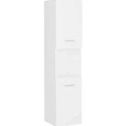 vidaXL Badrumsskåp vit 30x30x130 cm konstruerat trä