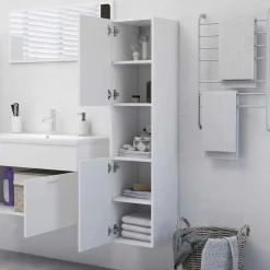 vidaXL Badrumsskåp vit 30x30x130 cm konstruerat trä