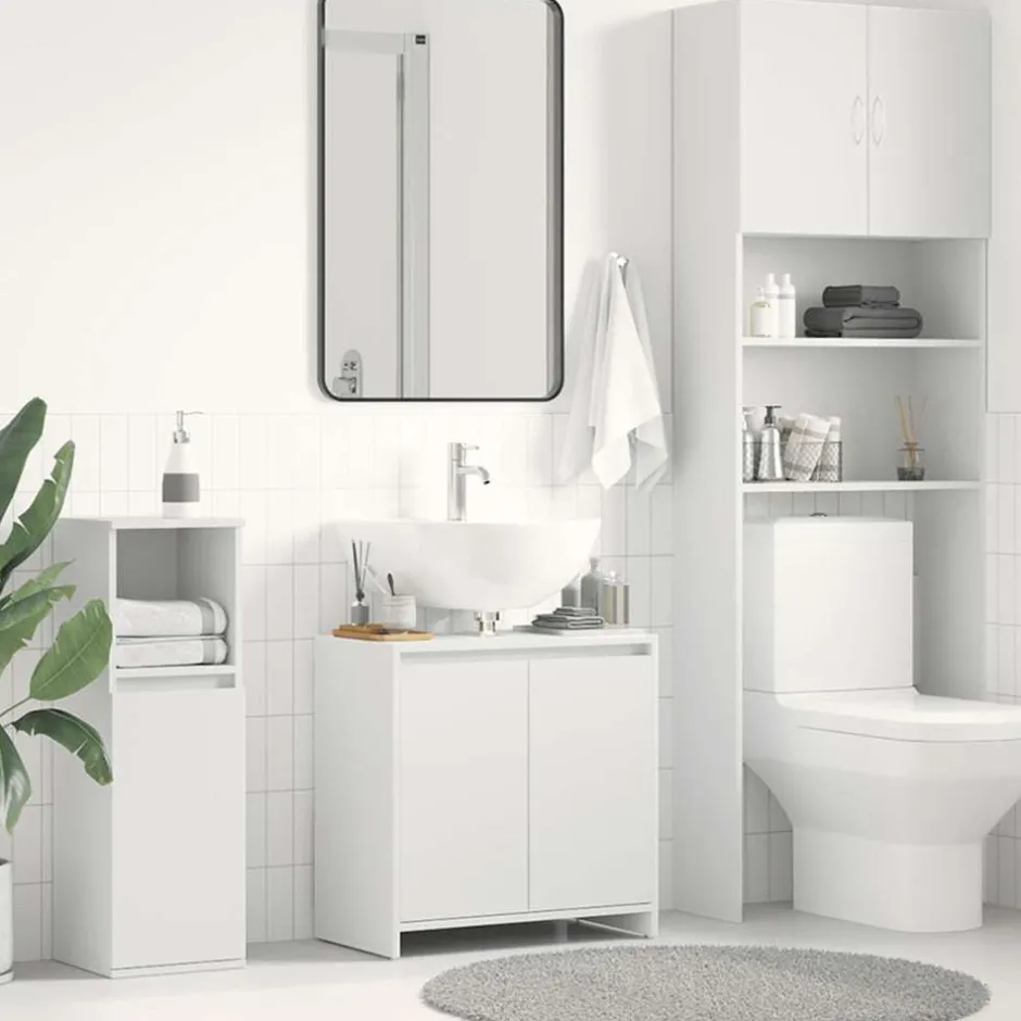 Discount vidaXL Badrumsskåp 60x33x61 cm konstruerat trä Vit