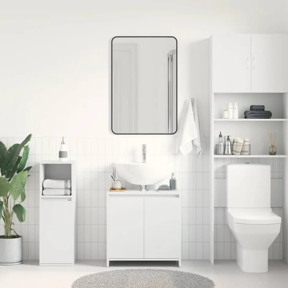 Discount vidaXL Badrumsskåp 60x33x61 cm konstruerat trä Vit