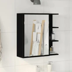 Outlet vidaXL Badrumsspegelskåp 62,5 x 20,5 x 64 cm Konstruerat trä Svart ek
