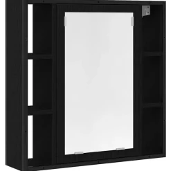 vidaXL Badrumsspegelskåp svart ek 60x16x60 cm konstruerat trä