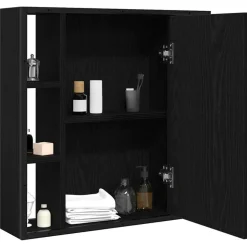 vidaXL Badrumsspegelskåp svart ek 60x16x60 cm konstruerat trä