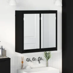 Hot vidaXL Badrumsspegelskåp 60 x 20 x 60 cm Konstruerat trä Svart