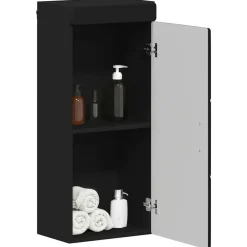 Best vidaXL Badrumsväggskåp TULUM 37 x 24,5 x 86 cm Konstruerat trä Svart