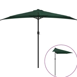 vidaXL Balkongparasoll med aluminiumstolpe grön 300x155 cm halvrunt