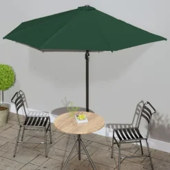 vidaXL Balkongparasoll med aluminiumstolpe grön 300x155 cm halvrunt