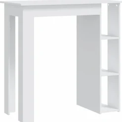 vidaXL Barbord med hylla vit 102x50x103,5 cm konstruerat trä