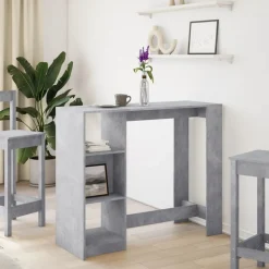 vidaXL Barbord med hylla betonggrå 124x46x103,5 cm konstruerat trä
