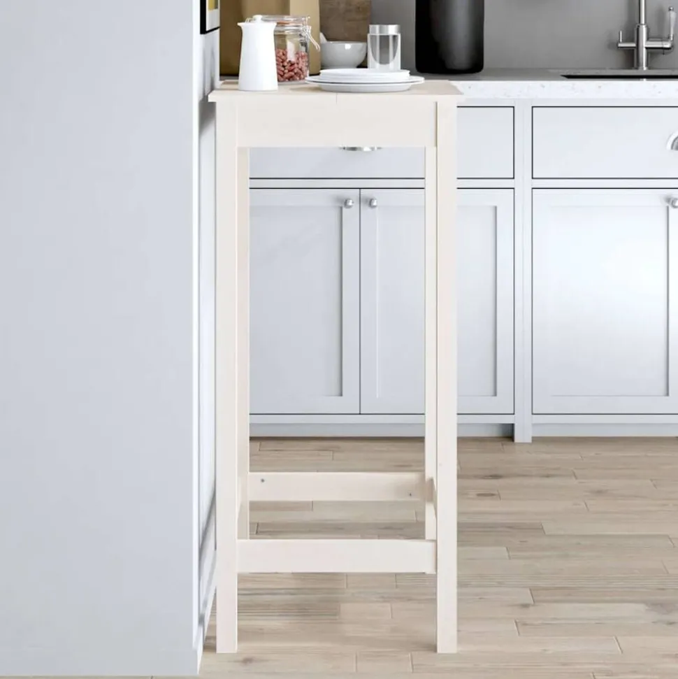 vidaXL Barbord vit 50x50x110 cm massiv furu