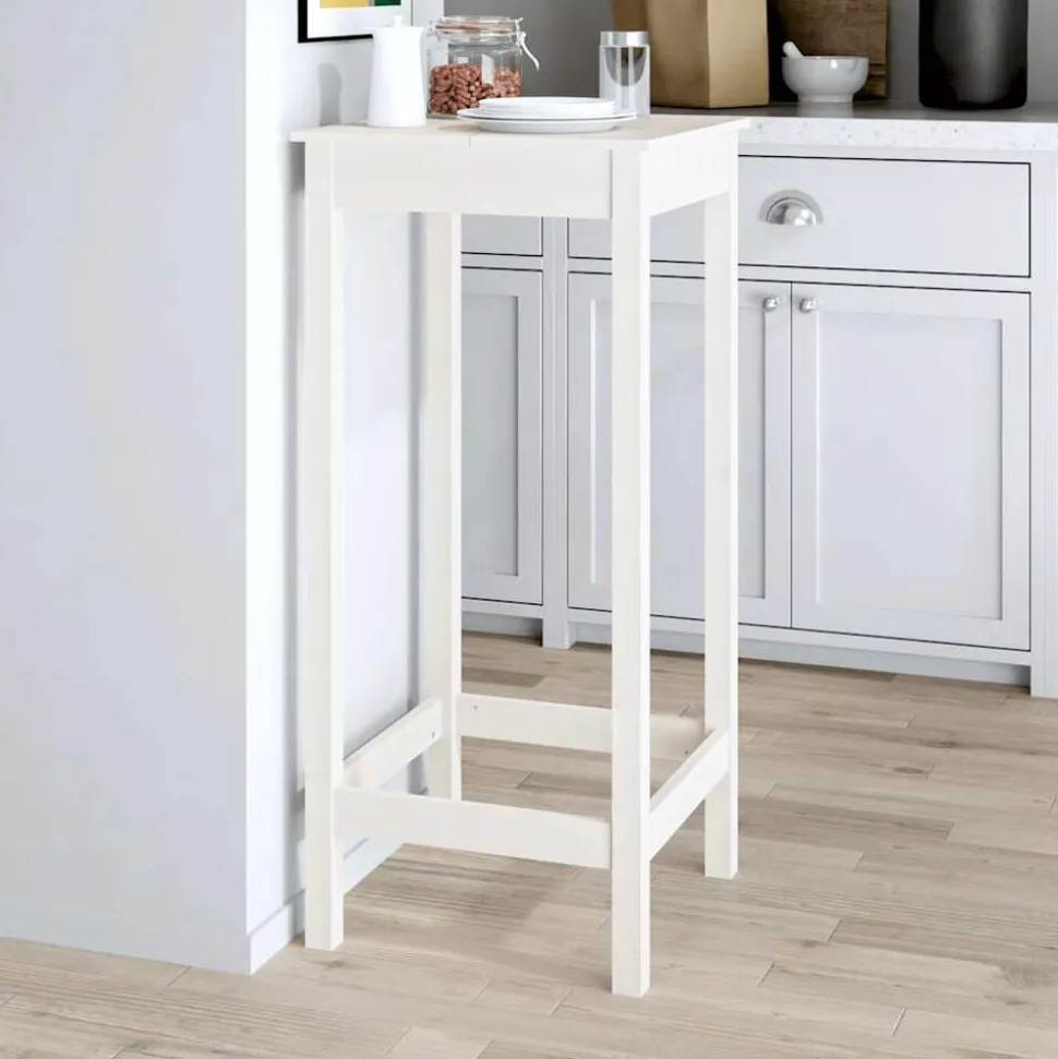 vidaXL Barbord vit 50x50x110 cm massiv furu