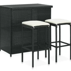 vidaXL Bargrupp 3 delar konstrotting Svart