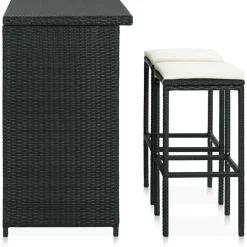 vidaXL Bargrupp 3 delar konstrotting Svart
