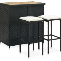 Clearance vidaXL Bargrupp 3 delar konstrotting svart Svart och brun