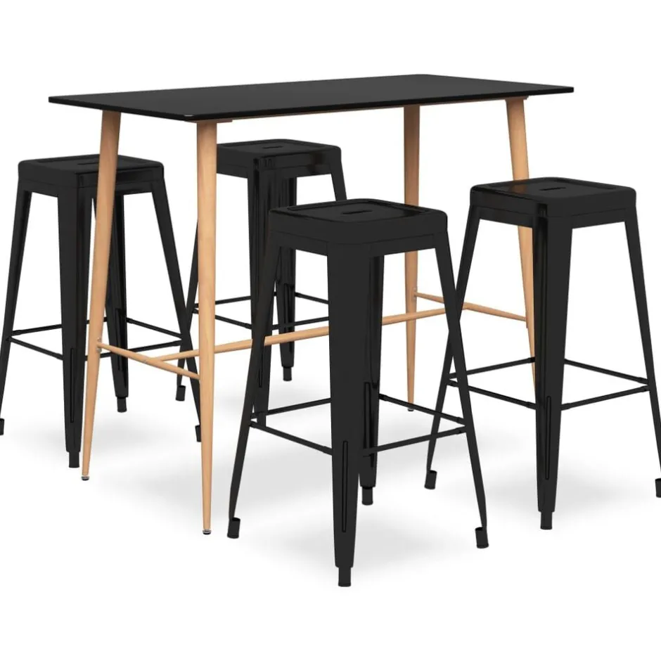 Sale vidaXL Bargrupp 5 delar Svart