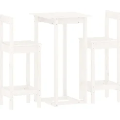 vidaXL Barmöbler 3 delar Vit massiv furu