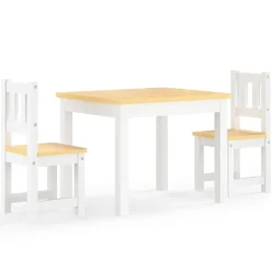 vidaXL Barnbord och stolar 3 delar vit och beige MDF