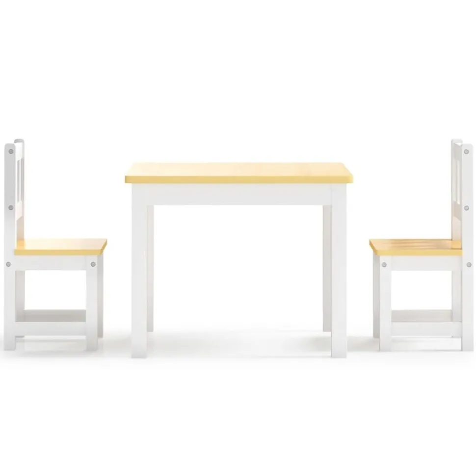 vidaXL Barnbord och stolar 3 delar vit och beige MDF