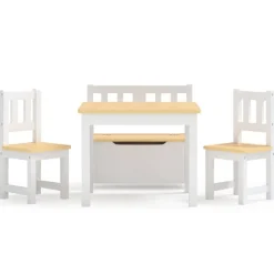 vidaXL Barnbord och stolar 4 delar vit och beige MDF