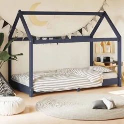 Hot vidaXL Barnsäng massiv furu 70x140 cm Grå