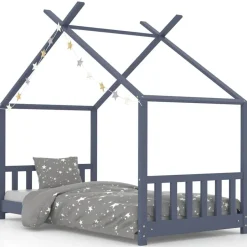 Discount vidaXL Barnsäng massiv furu 70x140 cm Grå