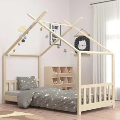Best vidaXL Barnsäng massiv furu 70x140 cm Brun