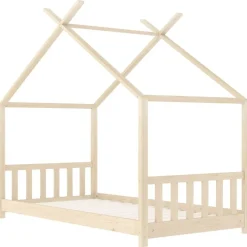 Best vidaXL Barnsäng massiv furu 70x140 cm Brun