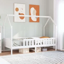 Hot vidaXL Barnsäng med husram 90x200 cm massiv furu Vit