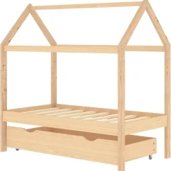 vidaXL Barnsäng med låda massiv furu 70x140 cm
