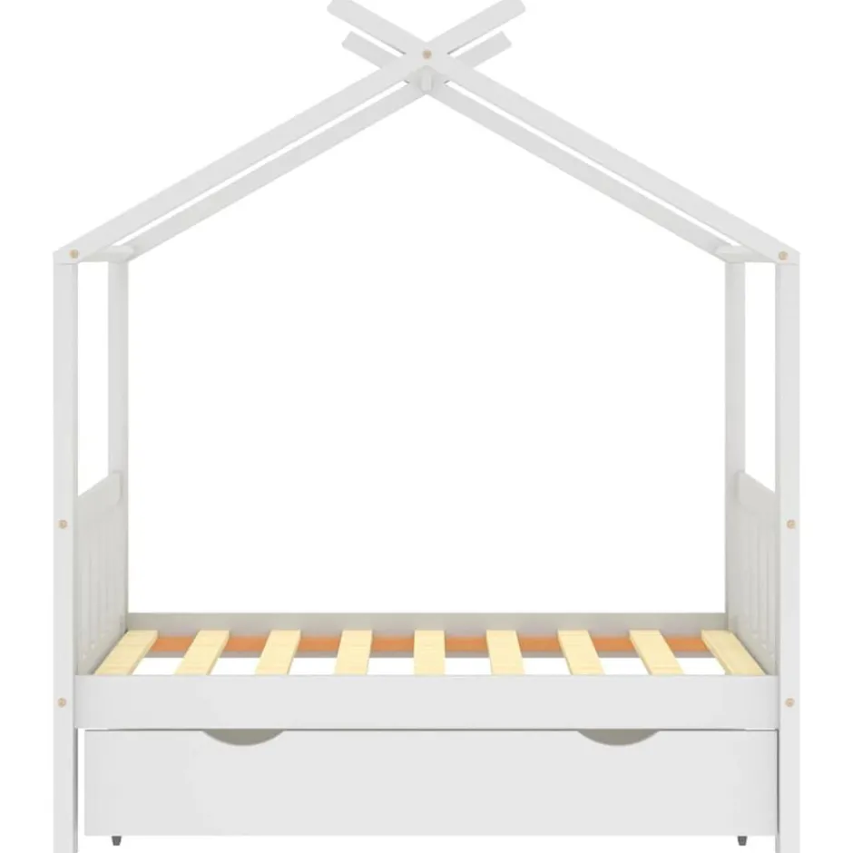 Discount vidaXL Barnsäng med låda massiv furu 70x140 cm Vit