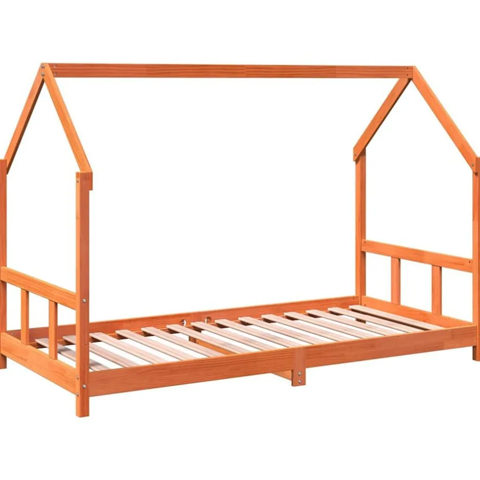Hot vidaXL Barnsäng vaxad brun 90x190 cm massiv furu Vaxbrun