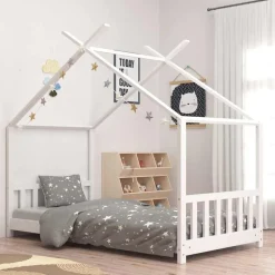 vidaXL Barnsäng vit massiv furu 70x140 cm