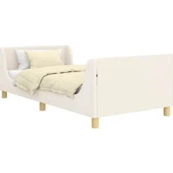 Clearance vidaXL Barnsängram med sänggavel 80 x 200 cm Sjöfåls tyg Kräm
