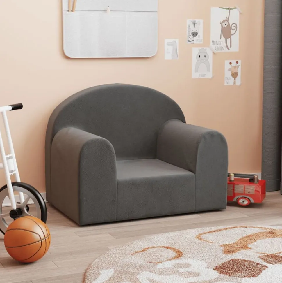 vidaXL Barnsoffa antracit mjuk plysch