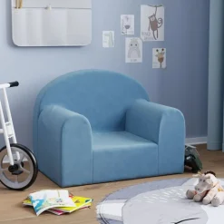 vidaXL Barnsoffa blå mjuk plysch