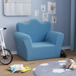 vidaXL Barnsoffa blå mjuk plysch
