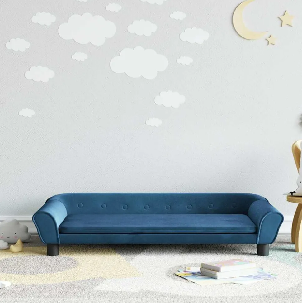 vidaXL Barnsoffa blå 100x50x26 cm sammet
