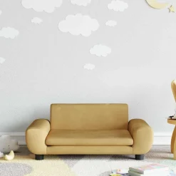 vidaXL Barnsoffa brun 70x45x33 cm sammet