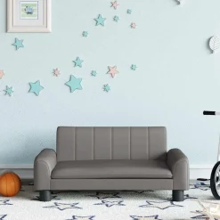 vidaXL Barnsoffa grå 70x45x30 cm konstläder