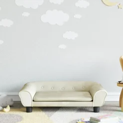 Best vidaXL Barnsoffa gräddvit 70x45x26 cm sammet Kräm