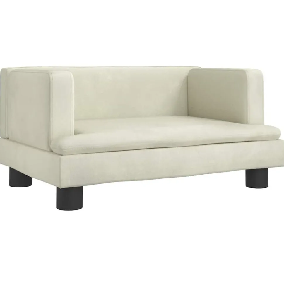 vidaXL Barnsoffa gräddvit 60x40x30 cm sammet
