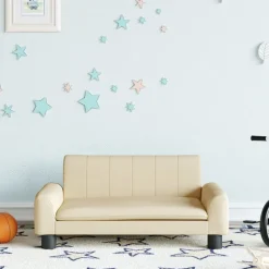 vidaXL Barnsoffa gräddvit 70x45x30 cm tyg Kräm