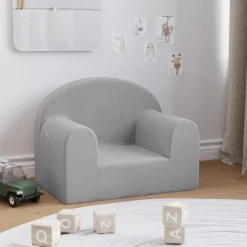 Outlet vidaXL Barnsoffa mjuk plysch Ljusgrå