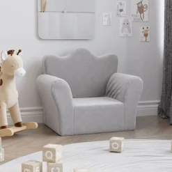 Online vidaXL Barnsoffa mjuk plysch Ljusgrå