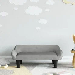 vidaXL Barnsoffa ljusgrå 70x40x24 cm sammet
