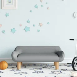 vidaXL Barnsoffa ljusgrå 70x40x24 cm tyg
