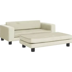 vidaXL Barnsoffa med fotpall gräddvit 100x50x30 cm sammet