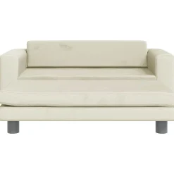 vidaXL Barnsoffa med fotpall gräddvit 100x50x30 cm sammet