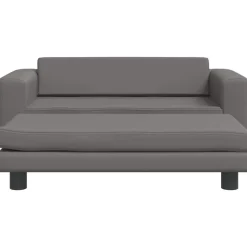 vidaXL Barnsoffa med fotpall grå 100x50x30 cm konstläder