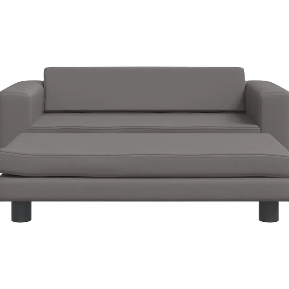 vidaXL Barnsoffa med fotpall grå 100x50x30 cm konstläder